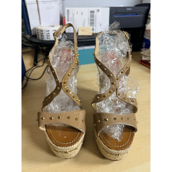 Paloma Barcelo Shoes - Beverly Feldman Love & Desire Sandals Sz 10 Studded Espadrille Heels Spain